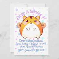 Cute Kawaii Hamster Birthday Invitation
