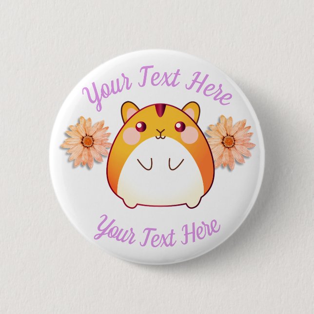 Cute Kawaii Hamster Custom 2 Inch Round Button (Front)