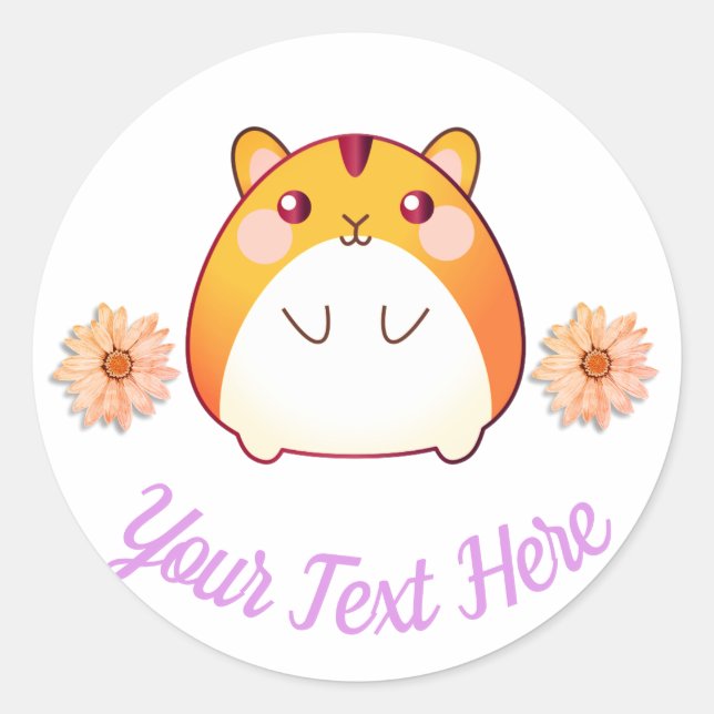Cute Kawaii Hamster Custom Classic Round Sticker (Front)