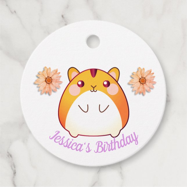 Cute Kawaii Hamster Custom Favour Tags (Front)