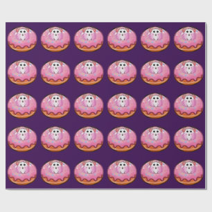 Cute Kawaii Hamster in Pink Frosted Doughnut Art Wrapping Paper