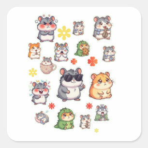Cute Kawaii Hamster Sticker Sheet Chibi Animal P