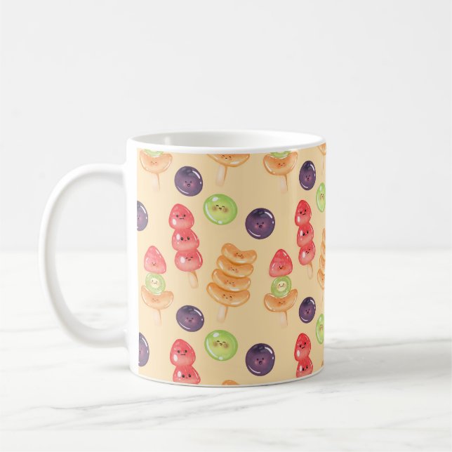 Cute Kawaii Hand-drawn Tanghulu Seamless Pattern Coffee Mug (Left)
