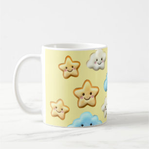 Cute Kawaii Happy Clouds & Stars Pattern Baby Coffee Mug