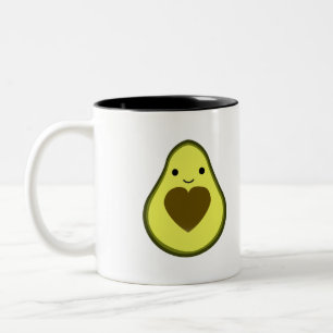 Cute Kawaii Happy Love Avocado Two-Tone Coffee Mug