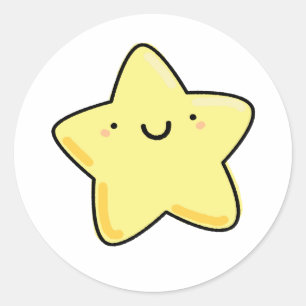 Cute Kawaii Happy Star Classic Round Sticker