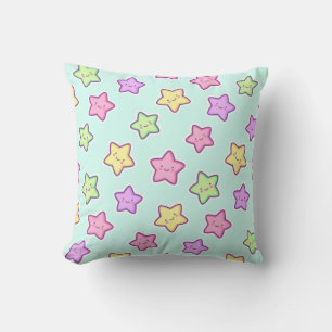 Cute Kawaii Happy Stars Throw Pillow