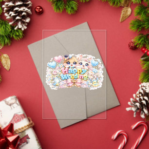 Cute Kawaii Happy Wedding Couple Animals Pastel Pi Acrylic Invitations