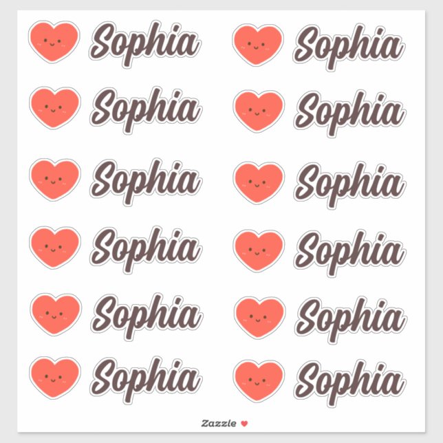Cute Kawaii Heart Personalized Name (Sheet)