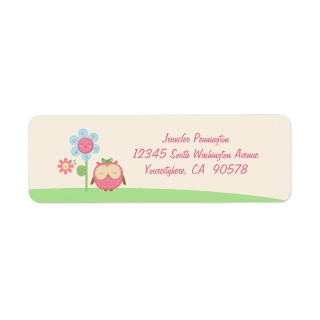 Cute kawaii hibou retour enveloppe d'adresse étiqu (Devant)