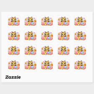 Cute Kawaii Honey Bee Name Pastel Pink Sparkling B Square Sticker