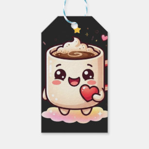 Cute Kawaii Hot Chocolate Mug with Heart Vector Il Gift Tags