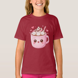 Cute Kawaii Hot Chocolate Mug with Marshmallows T-Shirt