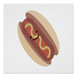 Cute Kawaii Hot Dog Poster