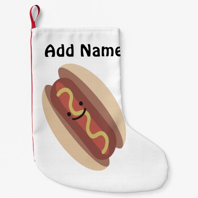Cute Kawaii Hot Dog Small Christmas Stocking (Front)