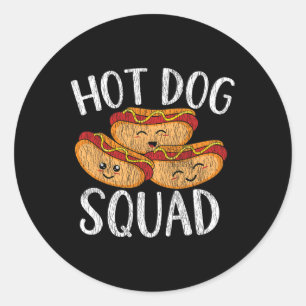 Cute Kawaii Hot Dog Squad Bbq Family Matching Men Classic Round Sticker