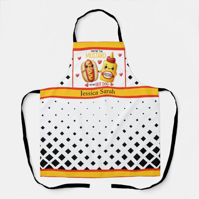 Cute Kawaii Hotdogs and Mustard Apron (Front)