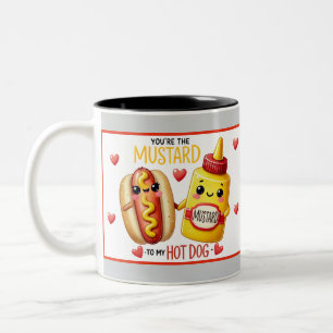 Cute Kawaii Hotdogs and Mustard Two-Tone Coffee Mug