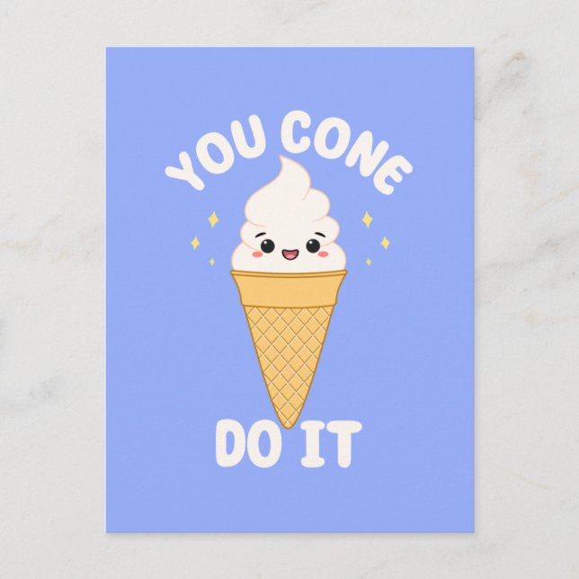 Cute Kawaii Ice Cream Cone Motivational Quote  Postcard (Front)