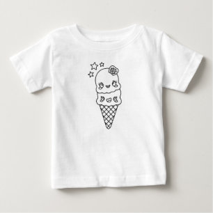 Cute Kawaii Ice Cream Cones Drawing Baby T-Shirt
