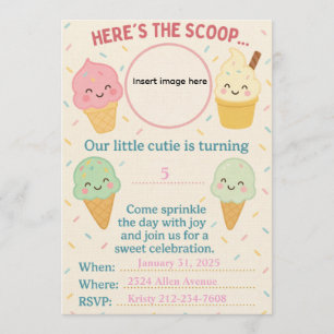 Cute Kawaii Ice Cream Party Invitation