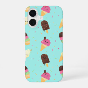Cute Kawaii Ice Cream Pattern iPhone 16 Case