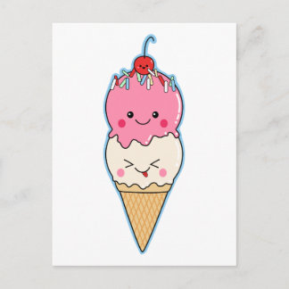 Cute Kawaii Ice Cream Postcard