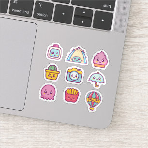 Cute kawaii icon sticker set