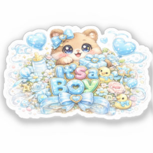 Cute Kawaii It's a Boy Teddy Bear Pastel Blue Newb