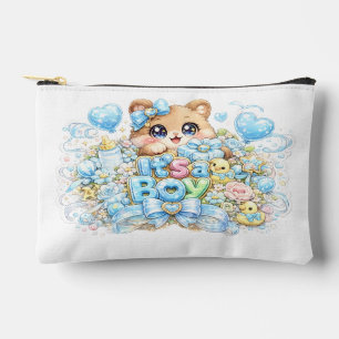 Cute Kawaii It's a Boy Teddy Bear Pastel Blue Newb Accessory Pouch