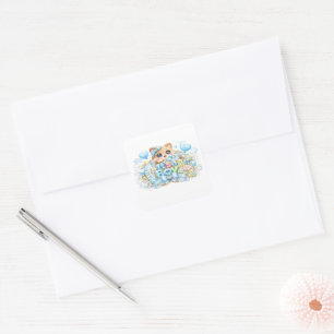 Cute Kawaii It's a Boy Teddy Bear Pastel Blue Newb Square Sticker