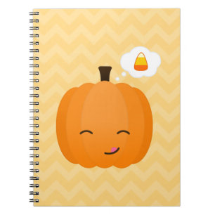 Cute Kawaii Jack o'Lantern and Candy Corn Notebook