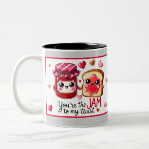 Cute Kawaii Jam and Toast Two-Tone Coffee Mug