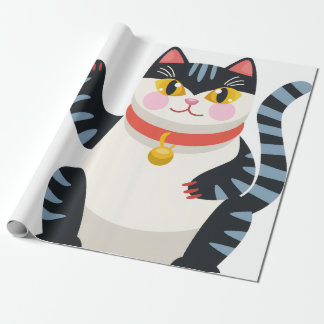 Cute Kawaii Japanese Aesthetic Cat Wrapping Paper 