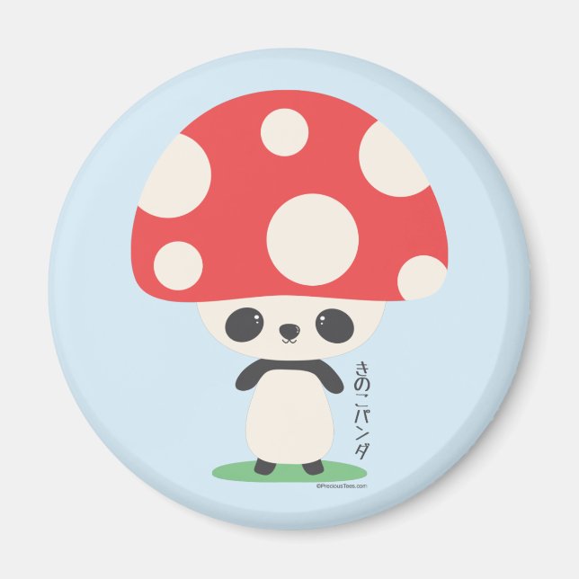 Cute Kawaii Japanese Kinoko Mushroom Panda Magnet (Front)