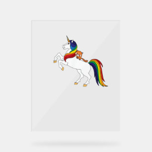 Cute Kawaii Kids Unicorn Red Panda Lover T-Shirt Acrylic Sign