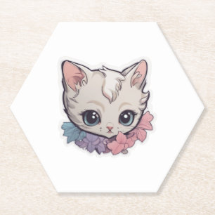 Cute Kawaii Kitten  1 Paper Coaster