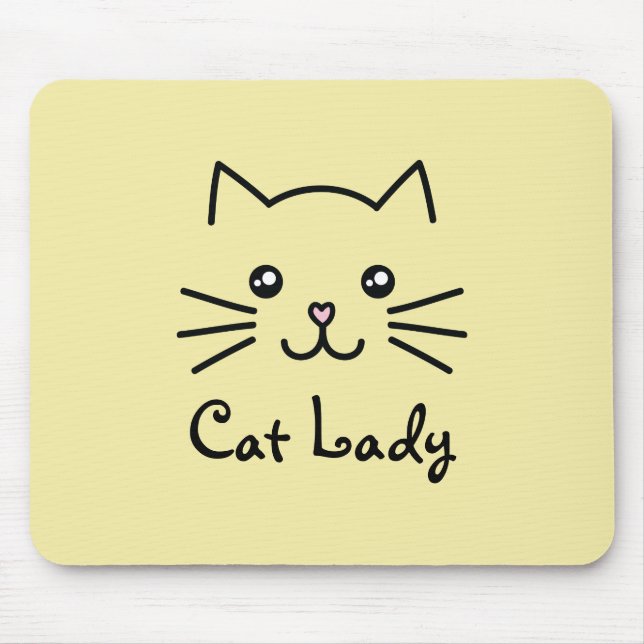 Cute Kawaii Kitten Cat Face Cat Lover Minimalist Mouse Pad (Front)
