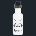 Cute Kawaii Kitten Cat Face With Pink Heart Nose 532 Ml Water Bottle<br><div class="desc">An adorable illustration of a cute and kawaii kitten cat face. This fun and whimsical design makes a great gift for cat lovers.</div>