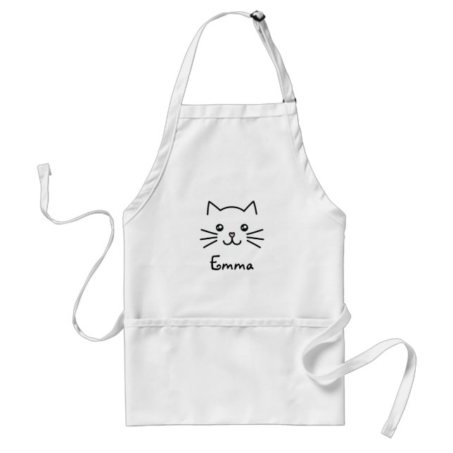 Cute Kawaii Kitten Cat Face With Pink Heart Nose Standard Apron (Front)
