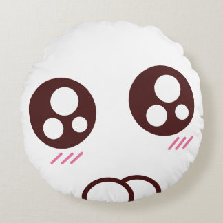 Cute Kawaii kitten emoji Round Pillow