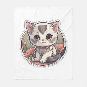 Cute Kawaii Kitten Fleece Blanket