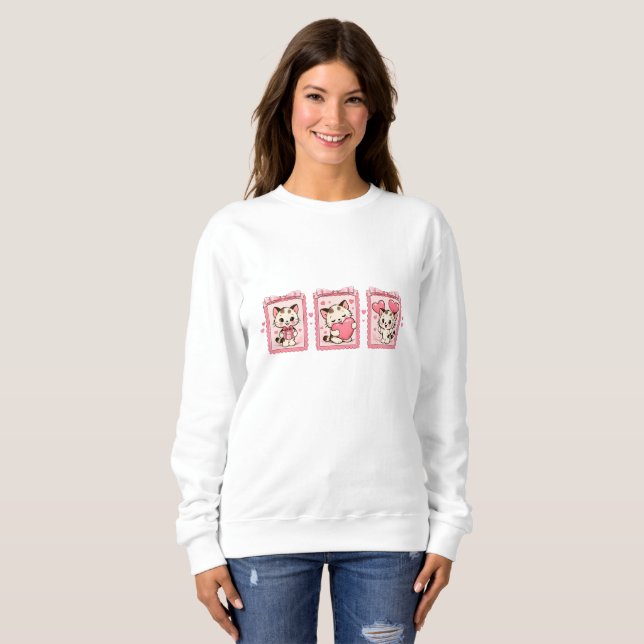 Cute Kawaii Kitten Love Sweatshirt (Front Full)