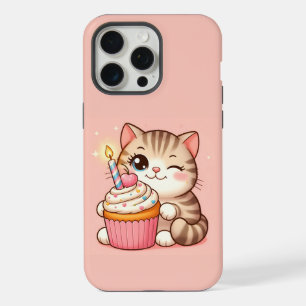 Cute Kawaii kitten with Cupcake iPhone 15 Pro Max Case