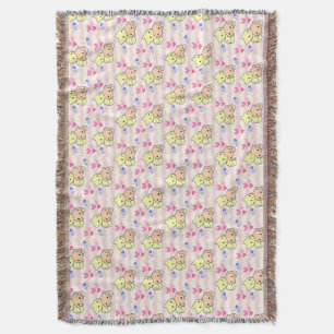 Cute Kawaii Kittens Pink Pastel Cozy Throw Blanket