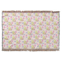 Cute Kawaii Kittens Pink Pastel Cozy Throw Blanket