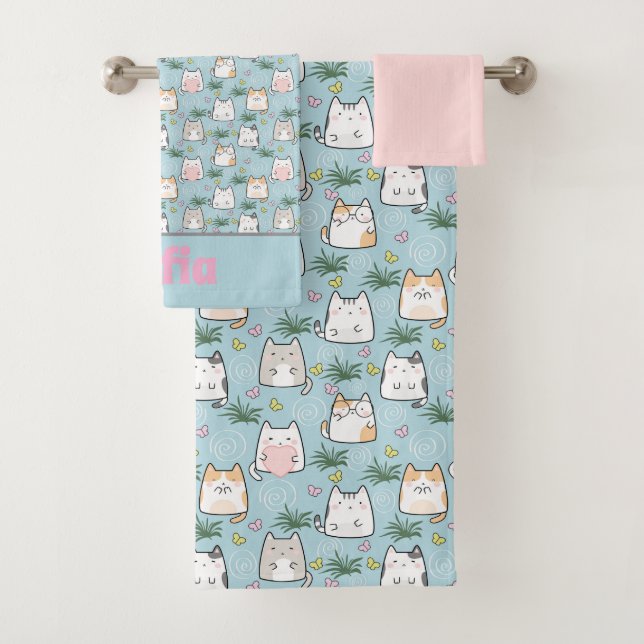 Cute kawaii kitty motif rose bleu nom (En situation)