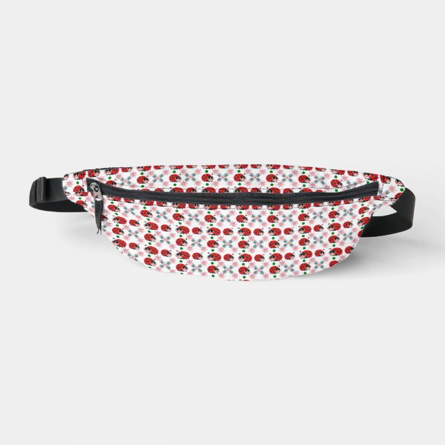 Cute Kawaii Ladybug Floral Seamless Pattern Fanny Pack (Front)