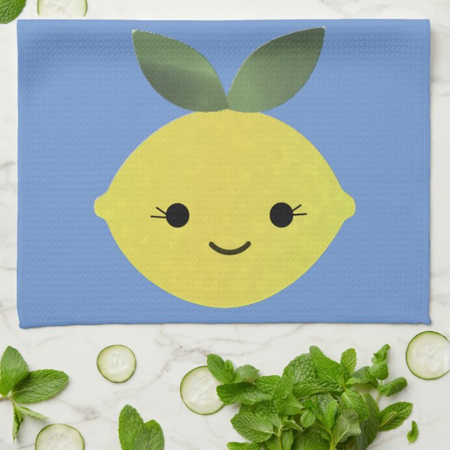 Cute Kawaii Lemon Kitchen Towel (Folded)