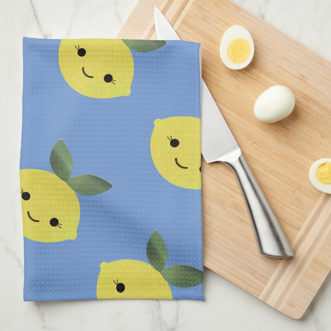 Cute Kawaii Lemon Pattern Kitchen Towel (Quarter Fold)
